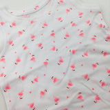 Flamingoes White Vest Top - Girls 3-6 Months