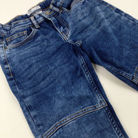 Mid Blue Denim Jeans With Adjustable Waist - Boys 8-9 Years