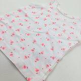 Flamingoes White Vest Top - Girls 3-6 Months