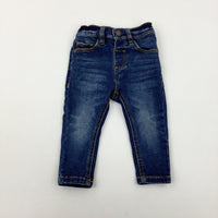 Dark Blue Denim Jeans With Adjustable Waist - Boys 6-9 Months