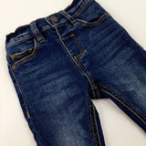 Dark Blue Denim Jeans With Adjustable Waist - Boys 6-9 Months