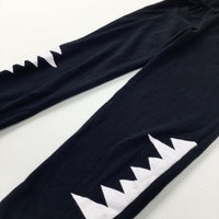 Shark Teeth Panels Black Joggers - Boys 8-9 Years