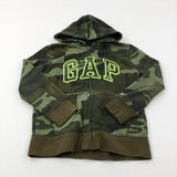 'GAP' Appliqued Camouflage Khaki Zip Through Hoodie - Boys 8-9 Years