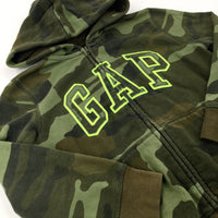 'GAP' Appliqued Camouflage Khaki Zip Through Hoodie - Boys 8-9 Years