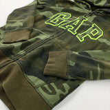 'GAP' Appliqued Camouflage Khaki Zip Through Hoodie - Boys 8-9 Years