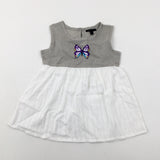 Butterfly White & Grey Tunic Top - Girls 4-5 Years