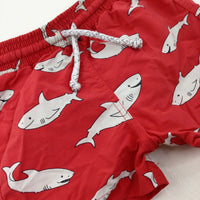 Sharks Red Swim Shorts - Boys 6-9 Months