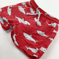 Sharks Red Swim Shorts - Boys 6-9 Months