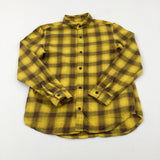 Yellow & Black Checked Long Sleeve Shirt - Boys 8-9 Years