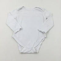 White Cotton Long Sleeve Bodysuit - Boys 18-24 Months