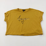 'Do All Things With Love' Heart Mustard Yellow Cropped T-Shirt - Girls 12-13 Years