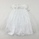 **NEW** Flowers Embroidered Beatrix Robe White Long Christening Gown  - Girls 6-12 Months