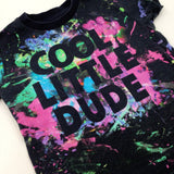 'Cool Little Dude' Paint Splatter Colourful Black T-Shirt - Boys 18-24 Months