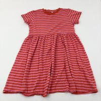 Orange & Pink Striped Jersey Dress - Girls 12-13 Years