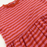 Orange & Pink Striped Jersey Dress - Girls 12-13 Years