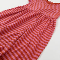 Orange & Pink Striped Jersey Dress - Girls 12-13 Years