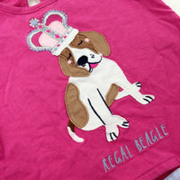 'Regal Beagle' Appliqued Pink T-Shirt - Girls 9-12 Months