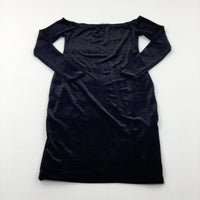 Black Velour Fitted Dress - Girls 12-13 Years