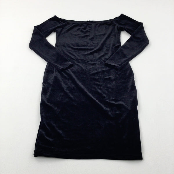 Black Velour Fitted Dress - Girls 12-13 Years