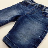 Mid Blue Denim Shorts With Adjustable Waist - Boys 2-3 Years