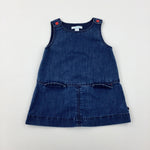Spotty Blue Denim Dungaree Dress - Girls 12-18 Months