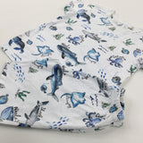 'Shark' Colourful Sea Animals White Pyjamas - Boys 5-6 Years