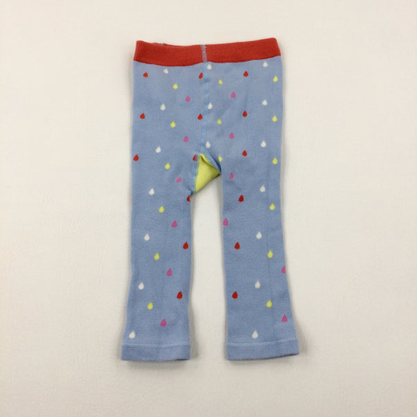 Colourful Raindrops Blue Knitted Leggings - Girls 12-18 Months