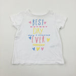 'Best Day Ever' Hearts Glittery White T-Shirt - Girls 12-18 Months