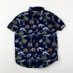 Dinosaurs & Palm Tree Navy Shirt - Boys 5-6 Years