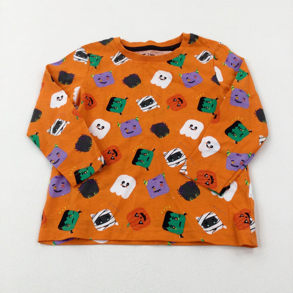 'Grrr' Pumpkins & Ghosts Orange Long Sleeve Top - Boys 18-24 Months