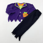 'Little Monster' Purple Striped Long Sleeve Top & Black Trousers Set - Boys 2-3 Years