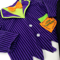 'Little Monster' Purple Striped Long Sleeve Top & Black Trousers Set - Boys 2-3 Years