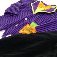 'Little Monster' Purple Striped Long Sleeve Top & Black Trousers Set - Boys 2-3 Years