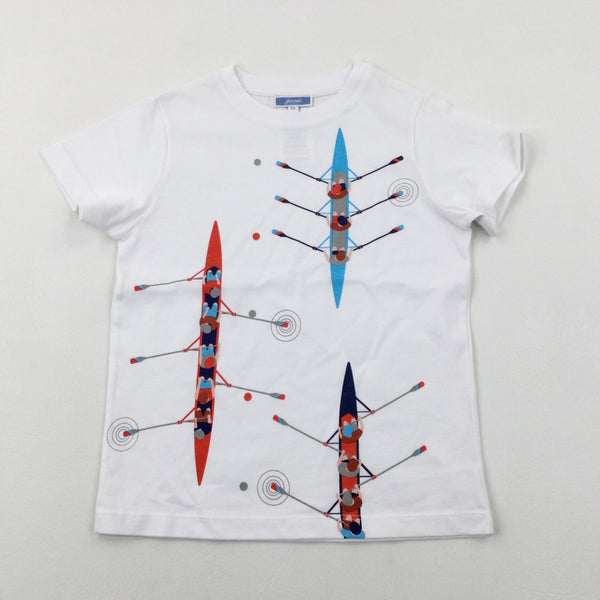 Rowing Boats White T-Shirt - Boys 5-6 Years