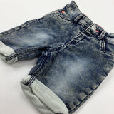 Blue Denim Shorts With Adjustable Waist - Girls 18-24 Months