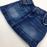 Mid Blue Denim Skirt With Adjustable Waist - Girls 18-24 Months