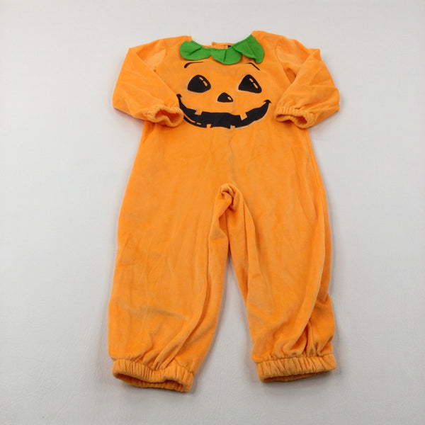 Pumpkin Orange Velour Halloween Costume - Boys/Girls 3-4 Years