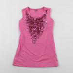 Sequinned Pink Vest Top - Girls 5-6 Years