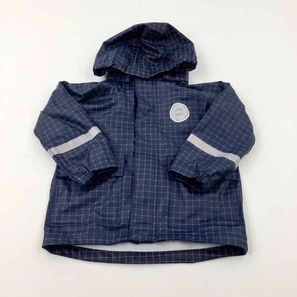 'Original Kids Wear' Navy Checked Hood Lightweight Jacket - Boys 3-4 Years