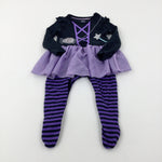 Spider Appliqued Star Black & Lilac Babygrow With Net Skirt Attached - Girls 6-9 Months