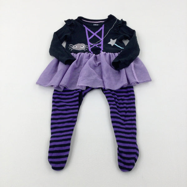 Spider Appliqued Star Black & Lilac Babygrow With Net Skirt Attached - Girls 6-9 Months