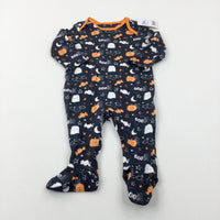 **NEW** 'Boo' Bats & Ghosts Colourful Black Babygrow - Boys 3-6 Months