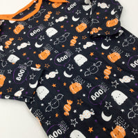 **NEW** 'Boo' Bats & Ghosts Colourful Black Babygrow - Boys 3-6 Months