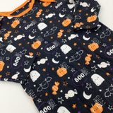 **NEW** 'Boo' Bats & Ghosts Colourful Black Babygrow - Boys 3-6 Months