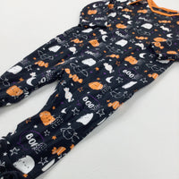 **NEW** 'Boo' Bats & Ghosts Colourful Black Babygrow - Boys 3-6 Months