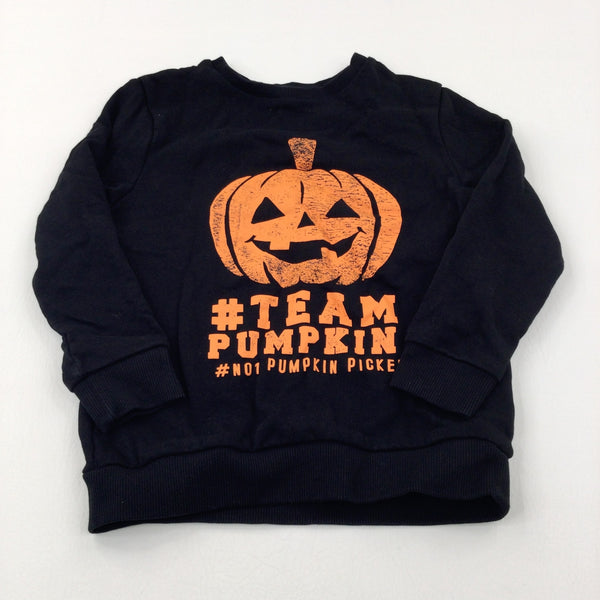 'Team Pumpkin' Orange & Black Sweatshirt - Boys 8-9 Years