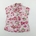 Flowers & Butterflies Pink Shirt - Girls 5-6 Years