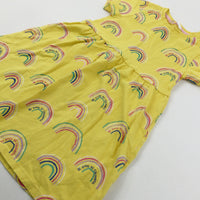'Be Kind Be Colourful' Rainbows Yellow Dress - Girls 5-6 Years