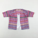 Patterned Pink Shirt With White Vest Top Attached - Girls 5-6 Years