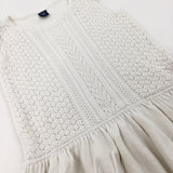 Patterned White Knitted Dress - Girls 3-4 Years